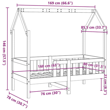 Giroletto Casetta per Bambini 80x160 cm Legno Massello di Pino