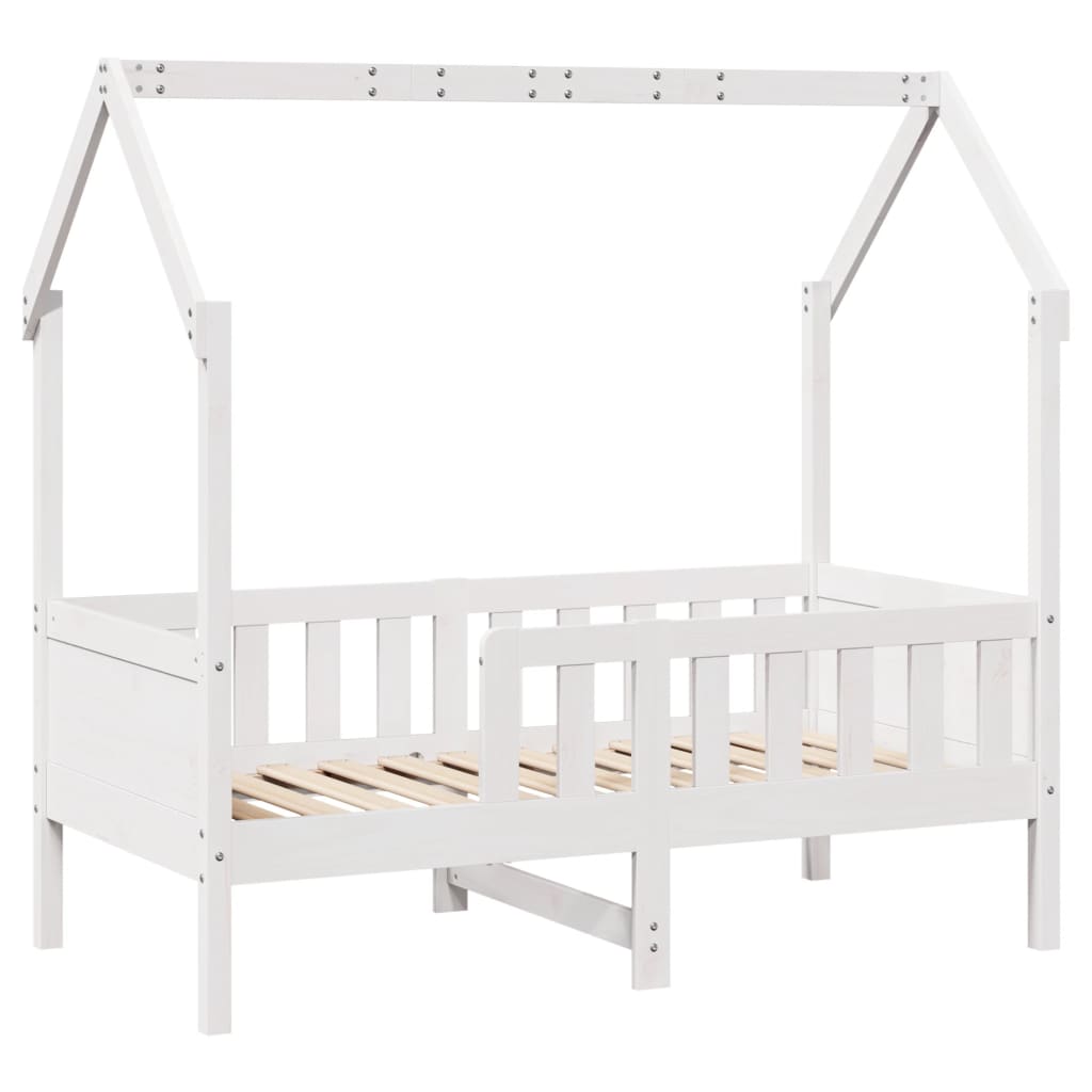 Giroletto Casetta Bambini Bianco 80x160 cm Legno Massello Pino | homemem39