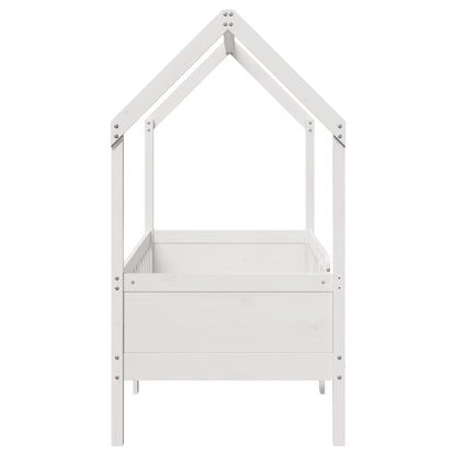 Giroletto Casetta Bambini Bianco 80x160 cm Legno Massello Pino - homemem39