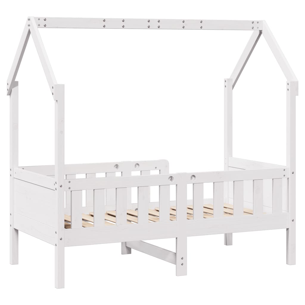 Giroletto Casetta Bambini Bianco 80x160 cm Legno Massello Pino - homemem39