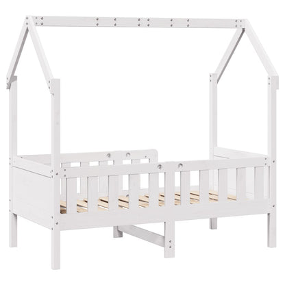 Giroletto Casetta Bambini Bianco 80x160 cm Legno Massello Pino - homemem39