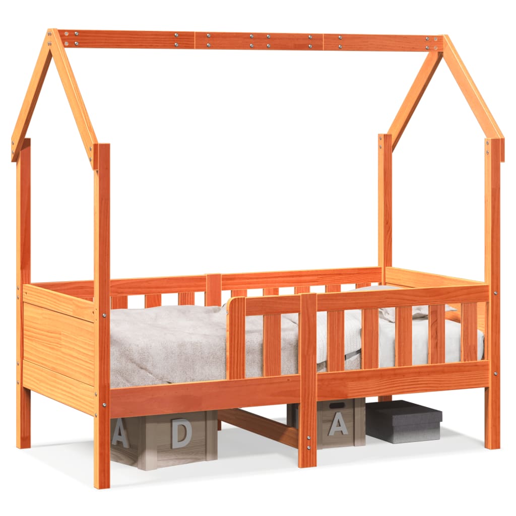 Giroletto Casetta Bambini Marrone Cera 80x160 cm Massello Pino | homemem39