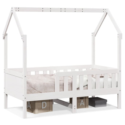 Giroletto Casetta Bambini Bianco 70x140 cm Legno Massello Pino | homemem39