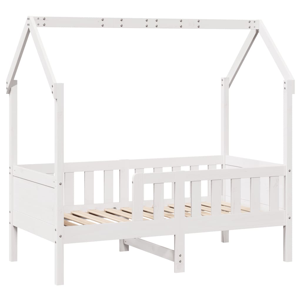Giroletto Casetta Bambini Bianco 70x140 cm Legno Massello Pino | homemem39