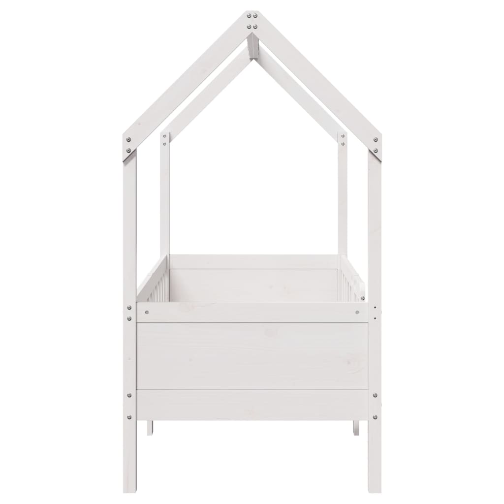 Giroletto Casetta Bambini Bianco 70x140 cm Legno Massello Pino | homemem39
