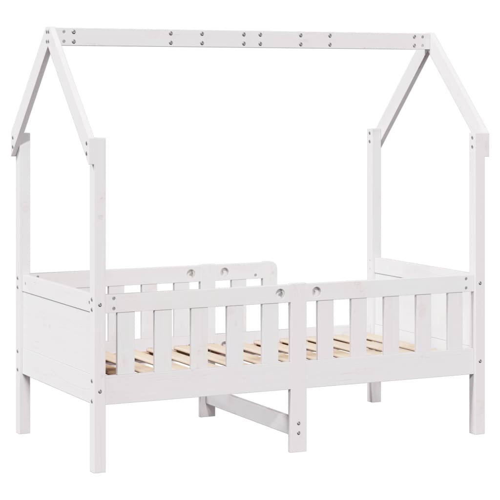 Giroletto Casetta Bambini Bianco 70x140 cm Legno Massello Pino | homemem39