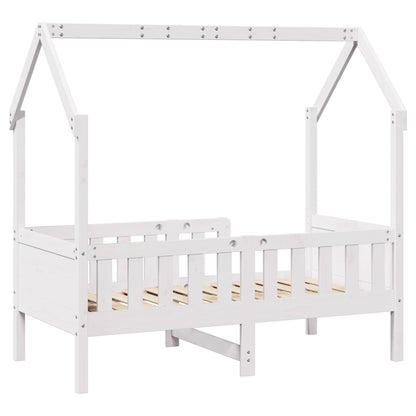 Giroletto Casetta Bambini Bianco 70x140 cm Legno Massello Pino | homemem39