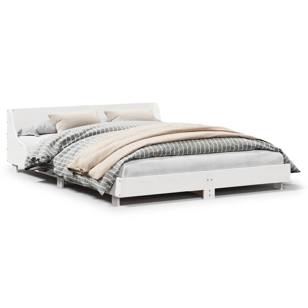 Letto senza Materasso Bianco 150x200 cm Legno Massello di Pino | homemem39