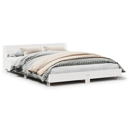 Letto senza Materasso Bianco 150x200 cm Legno Massello di Pino | homemem39