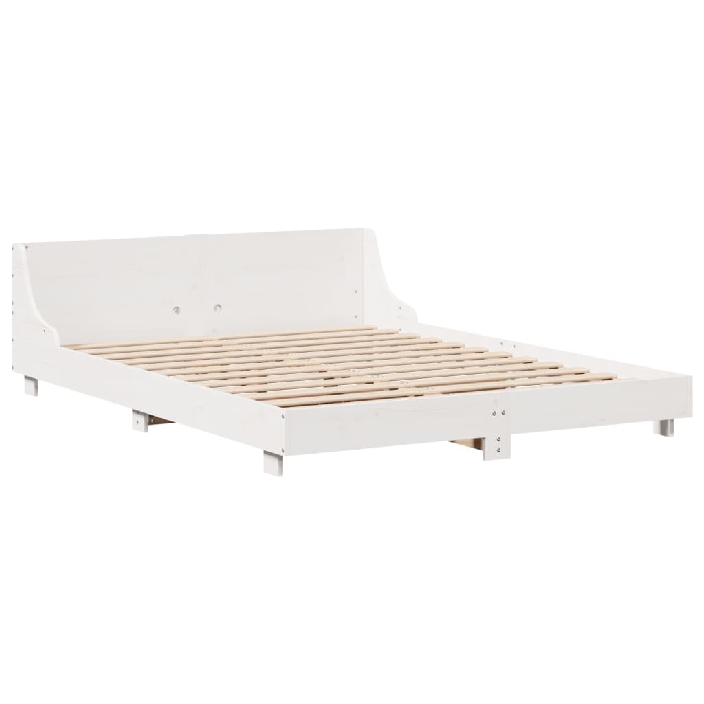 Letto senza Materasso Bianco 150x200 cm Legno Massello di Pino | homemem39