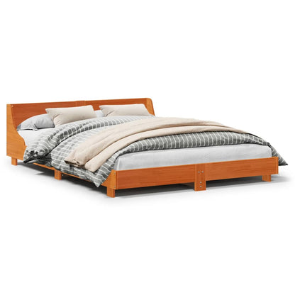Letto senza Materasso Marrone Cera 150x200 cm in Legno di Pino | homemem39