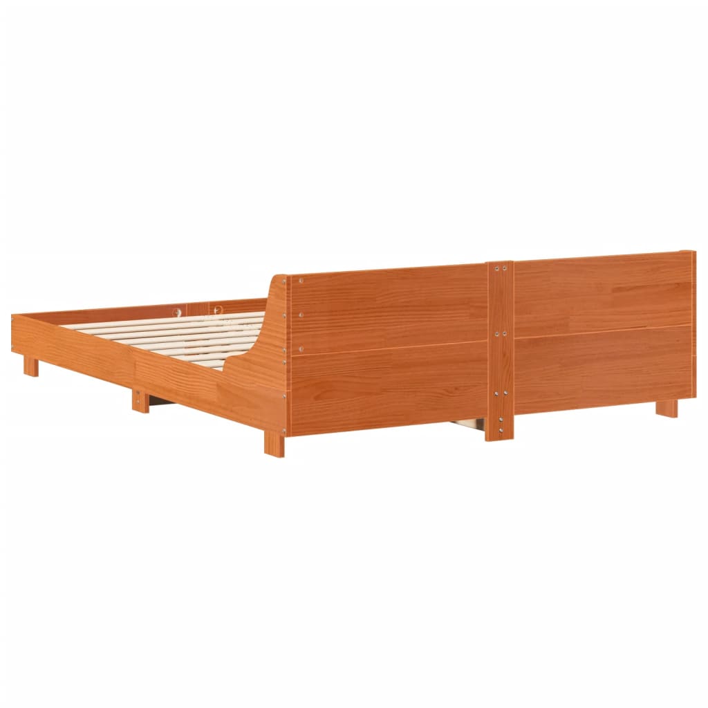 Letto senza Materasso Marrone Cera 150x200 cm in Legno di Pino | homemem39