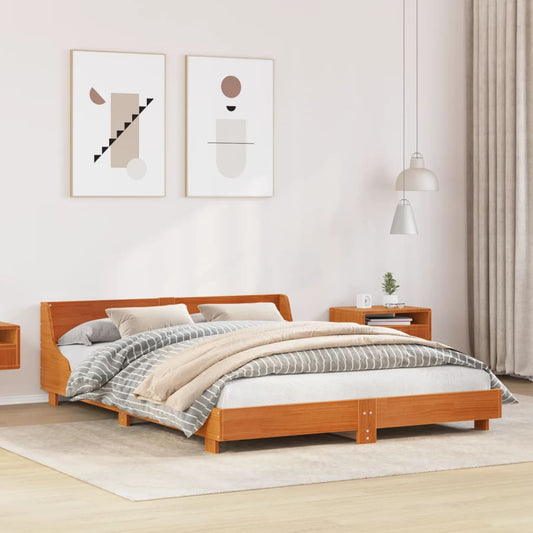 Letto senza Materasso Marrone Cera 150x200 cm in Legno di Pino - homemem39