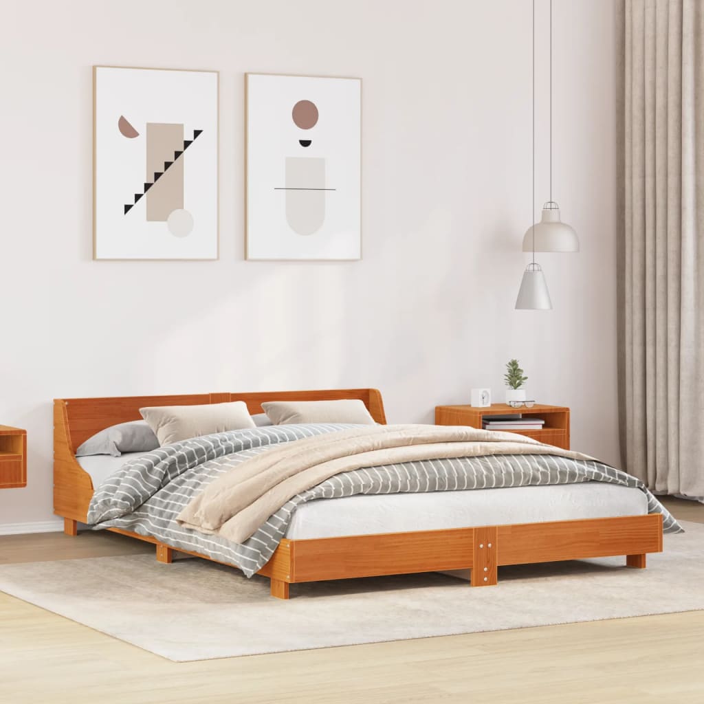 Giroletto senza Materasso Marrone Cera 140x200cm Massello Pino | homemem39