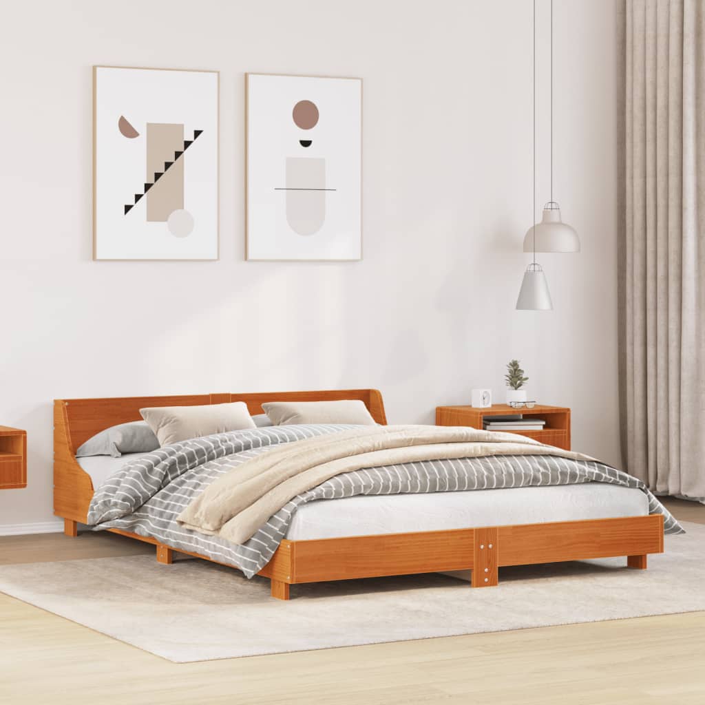 Letto senza Materasso Marrone Cera 120x200 cm in Legno di Pino | homemem39