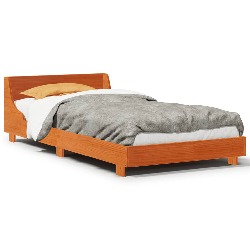 Letto senza Materasso Marrone Cera 100x200 cm in Legno di Pino | homemem39