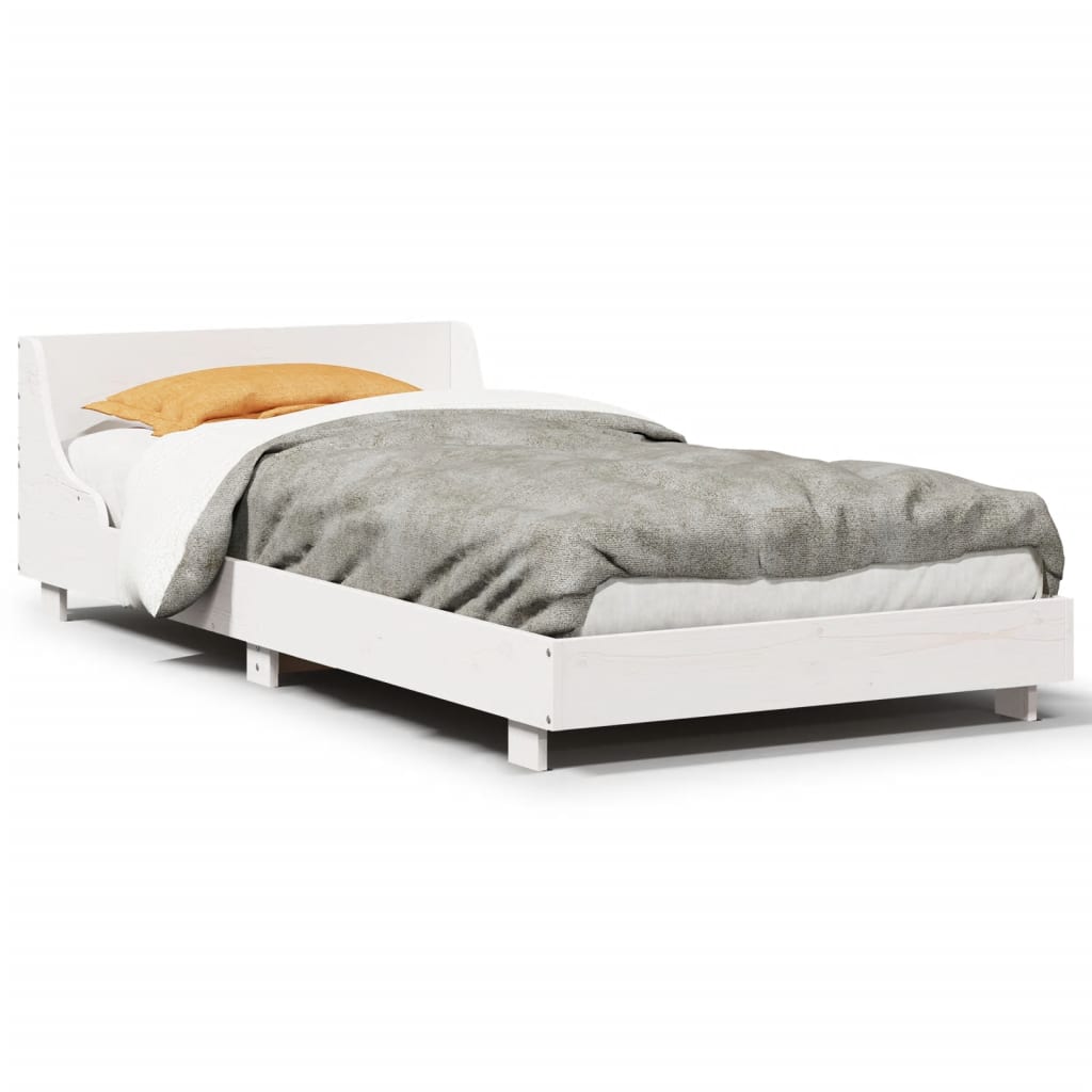 Letto senza Materasso Bianco 90x200 cm Legno Massello di Pino - homemem39