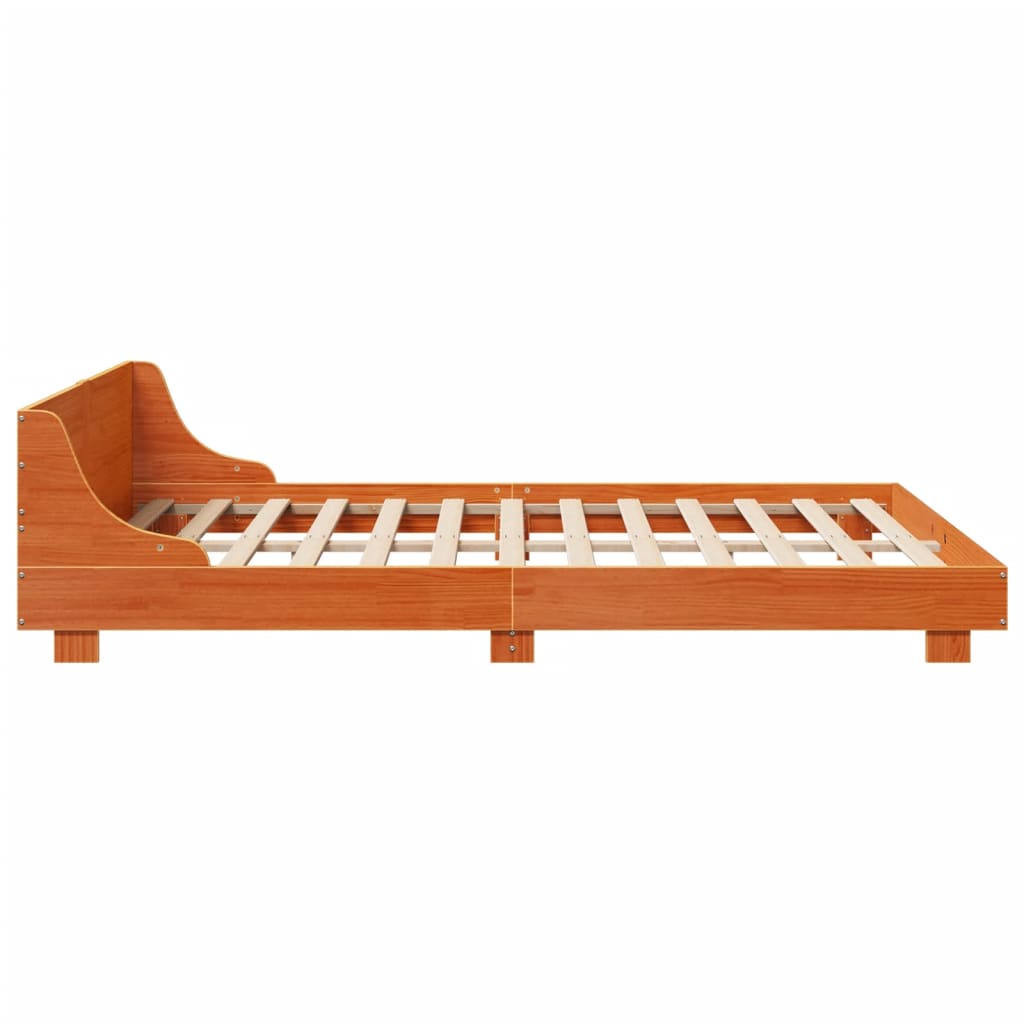 Letto senza Materasso Marrone Cera 140x190 cm in Legno di Pino - homemem39