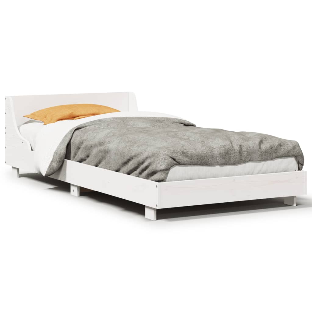 Letto senza Materasso Bianco 90x190 cm in Legno Massello Pino - homemem39