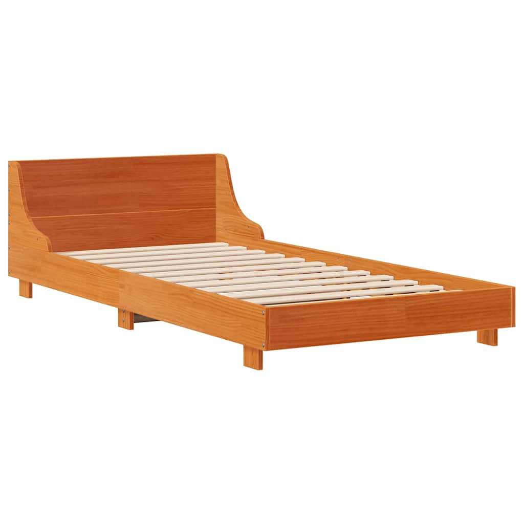 Letto senza Materasso Marrone Cera 90x190 cm in Legno di Pino | homemem39