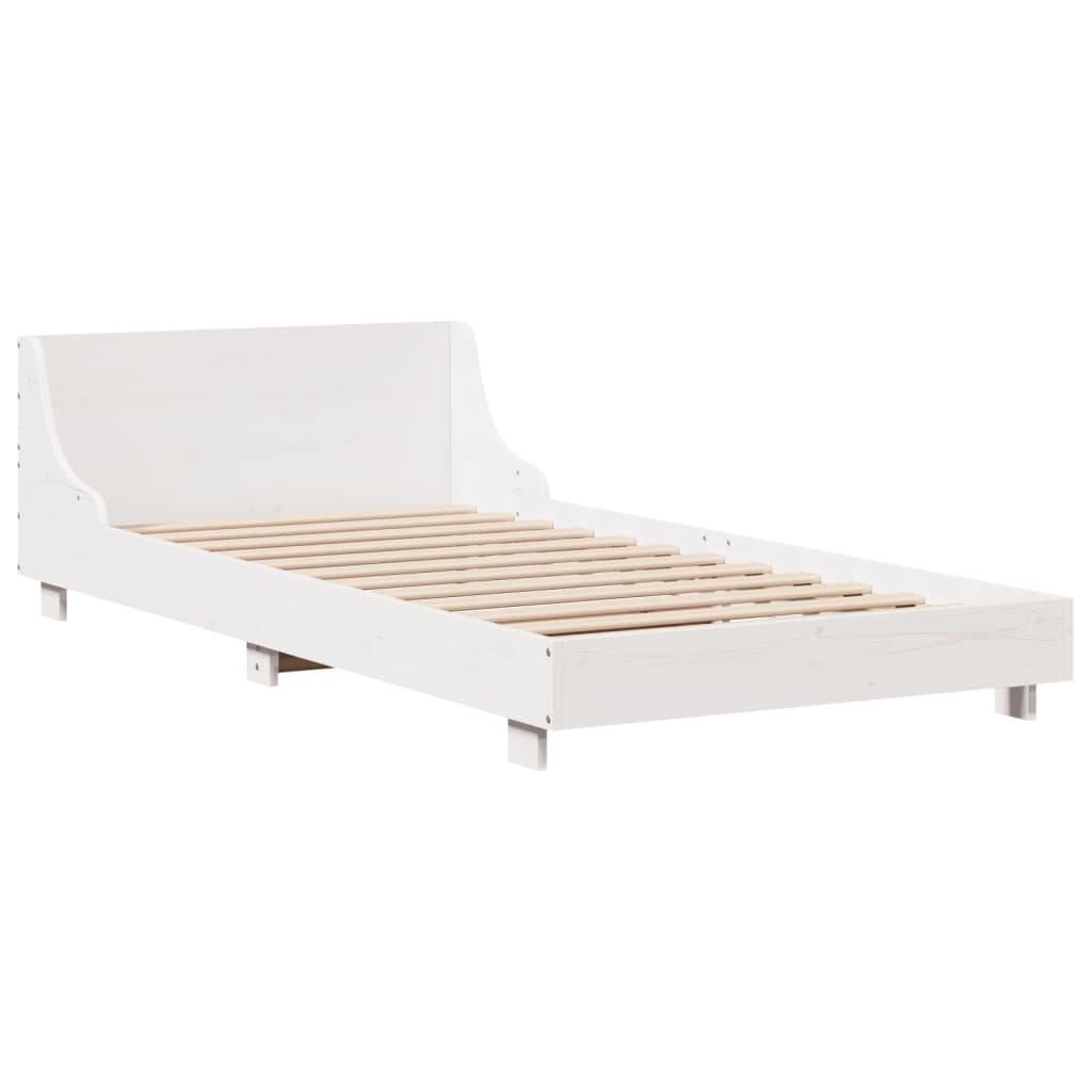 Letto senza Materasso Bianco 75x190 in Legno Massello di Pino | homemem39