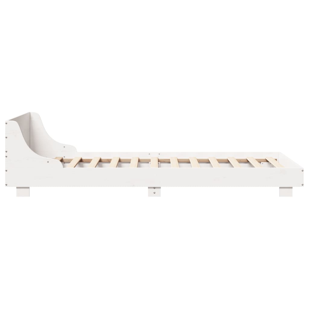 Letto senza Materasso Bianco 75x190 in Legno Massello di Pino - homemem39