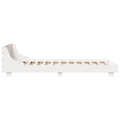 Letto senza Materasso Bianco 75x190 in Legno Massello di Pino - homemem39