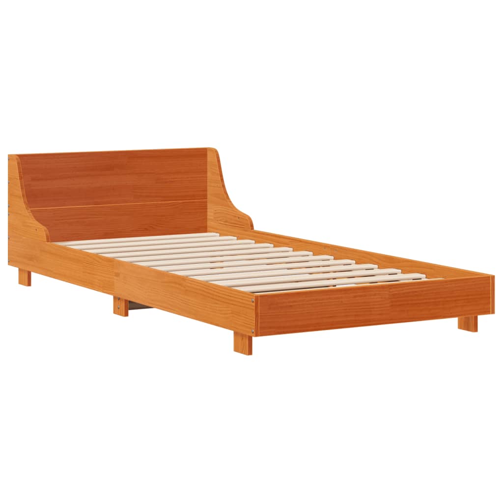 Letto senza Materasso Marrone Cera 75x190 cm in Legno di Pino | homemem39