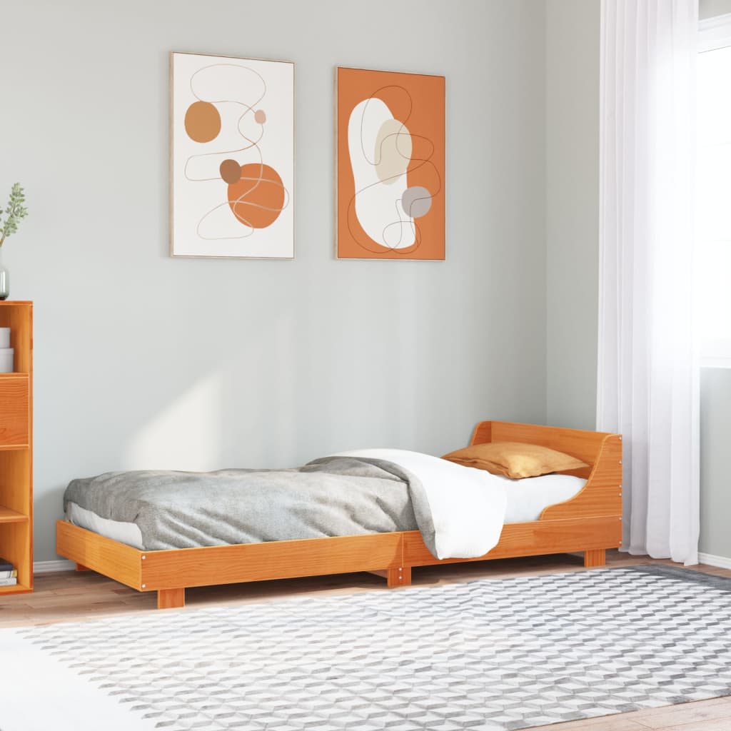 Letto senza Materasso Marrone Cera 75x190 cm in Legno di Pino | homemem39