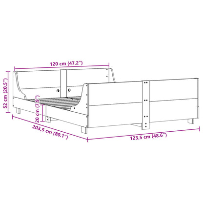 Letto senza Materasso Bianco 120x200 cm Legno Massello di Pino | homemem39