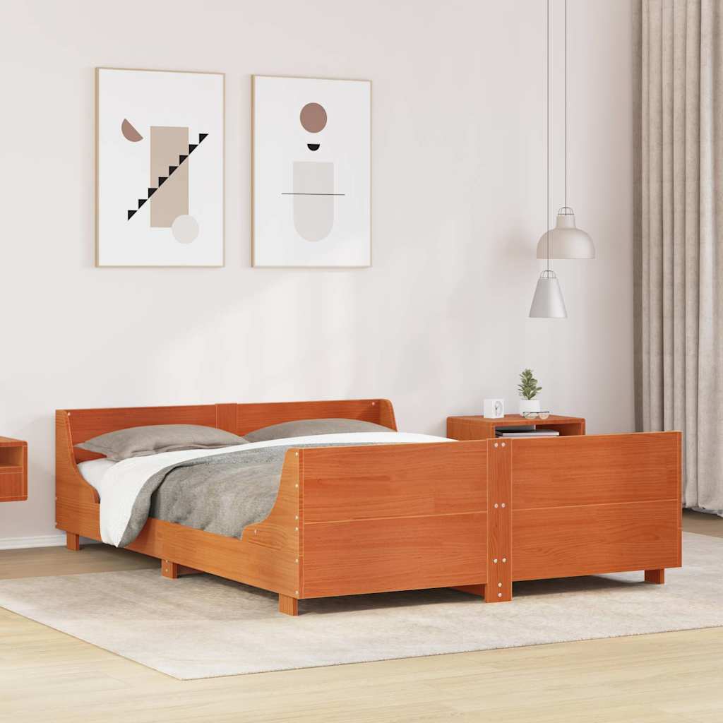 Letto senza Materasso Marrone Cera 120x200 cm in Legno di Pino | homemem39