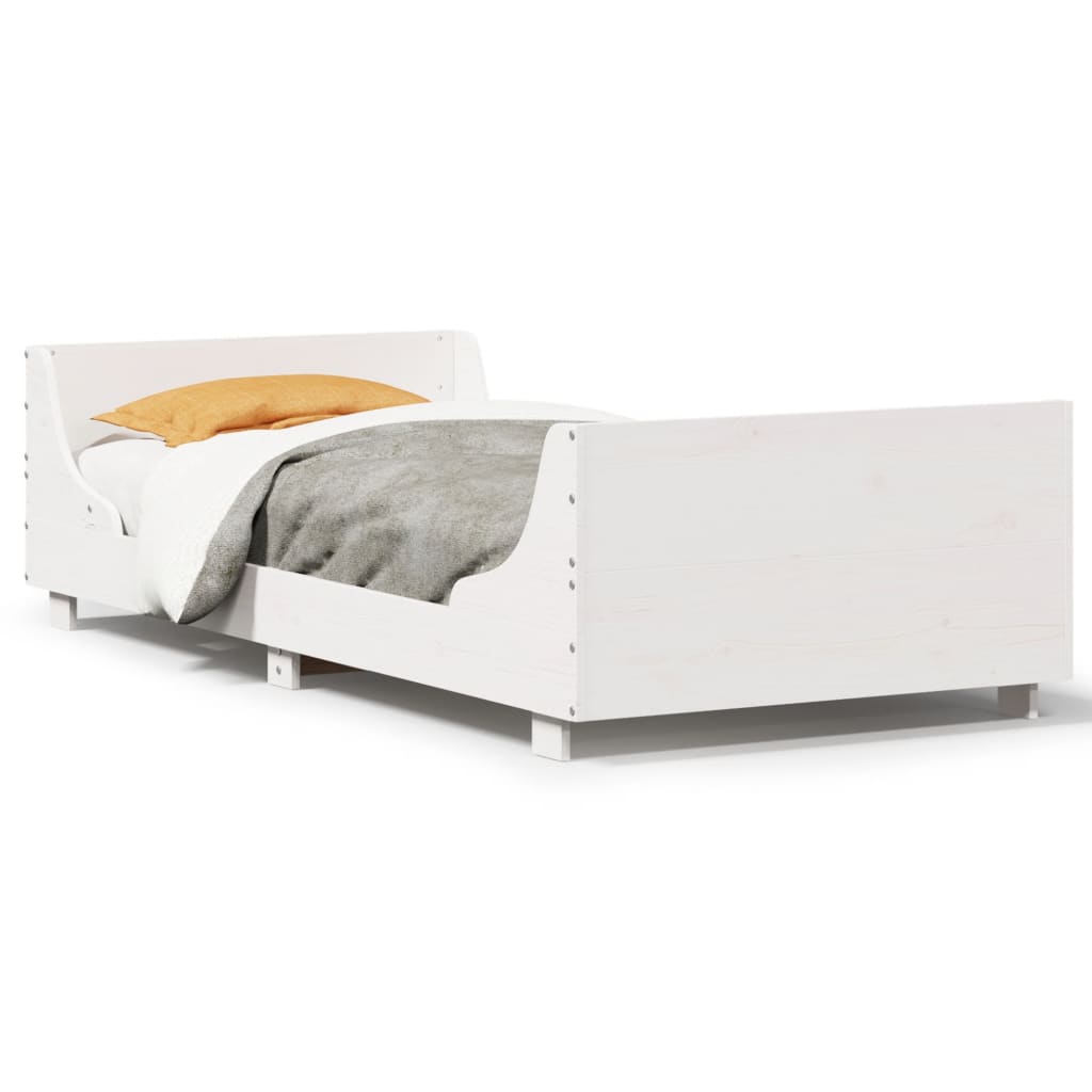 Letto senza Materasso Bianco 90x200 cm Legno Massello di Pino | homemem39