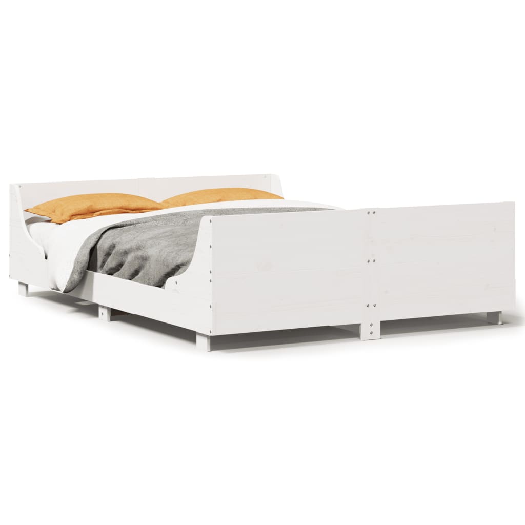 Letto senza Materasso Bianco 120x190 cm Legno Massello di Pino - homemem39