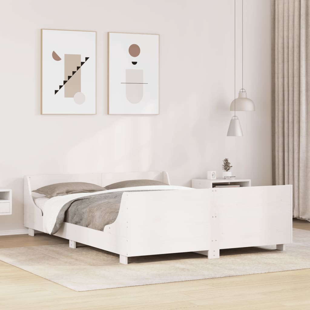 Letto senza Materasso Bianco 120x190 cm Legno Massello di Pino - homemem39