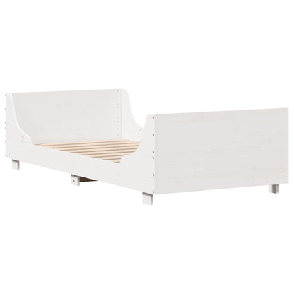 Letto senza Materasso Bianco 90x190 cm in Legno Massello Pino - homemem39
