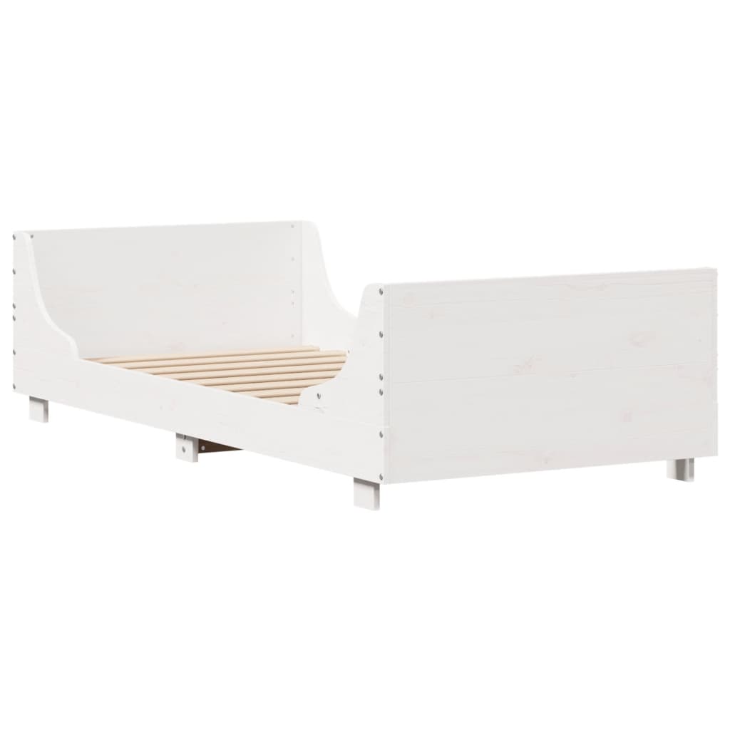 Letto senza Materasso Bianco 90x190 cm in Legno Massello Pino - homemem39