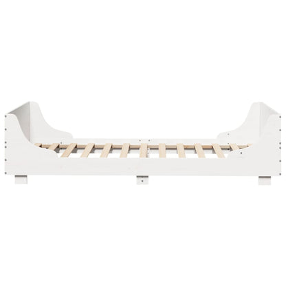Letto senza Materasso Bianco 75x190 in Legno Massello di Pino | homemem39