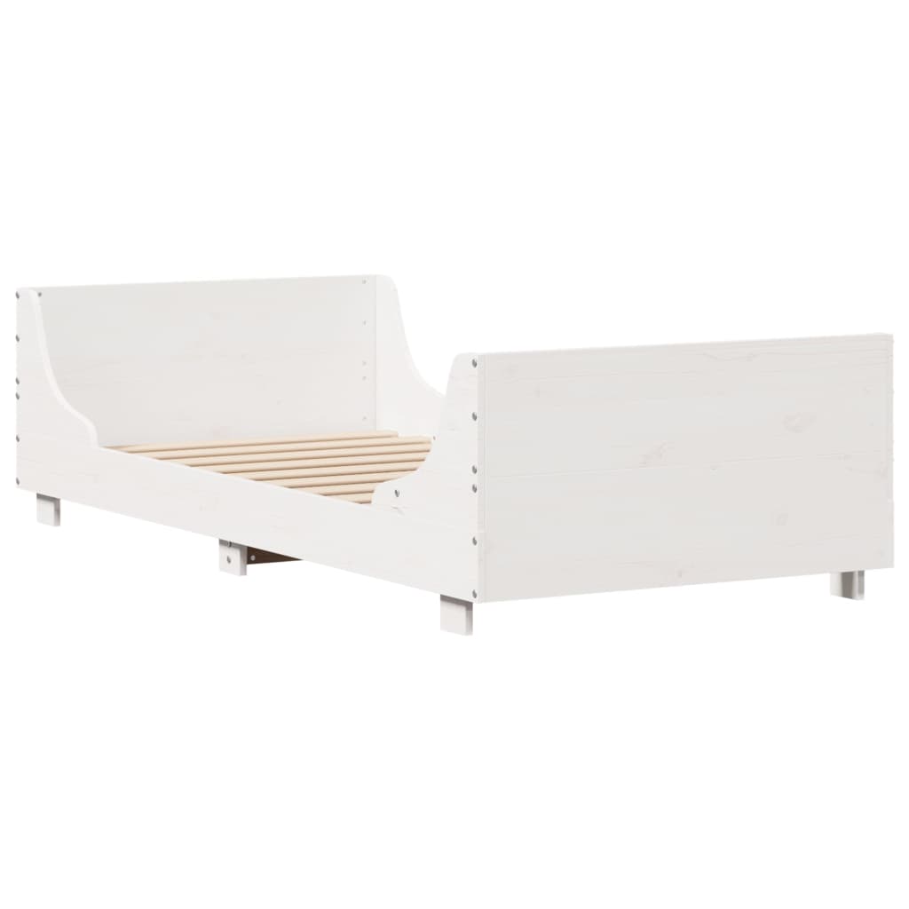 Letto senza Materasso Bianco 75x190 in Legno Massello di Pino | homemem39