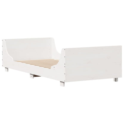 Letto senza Materasso Bianco 75x190 in Legno Massello di Pino - homemem39