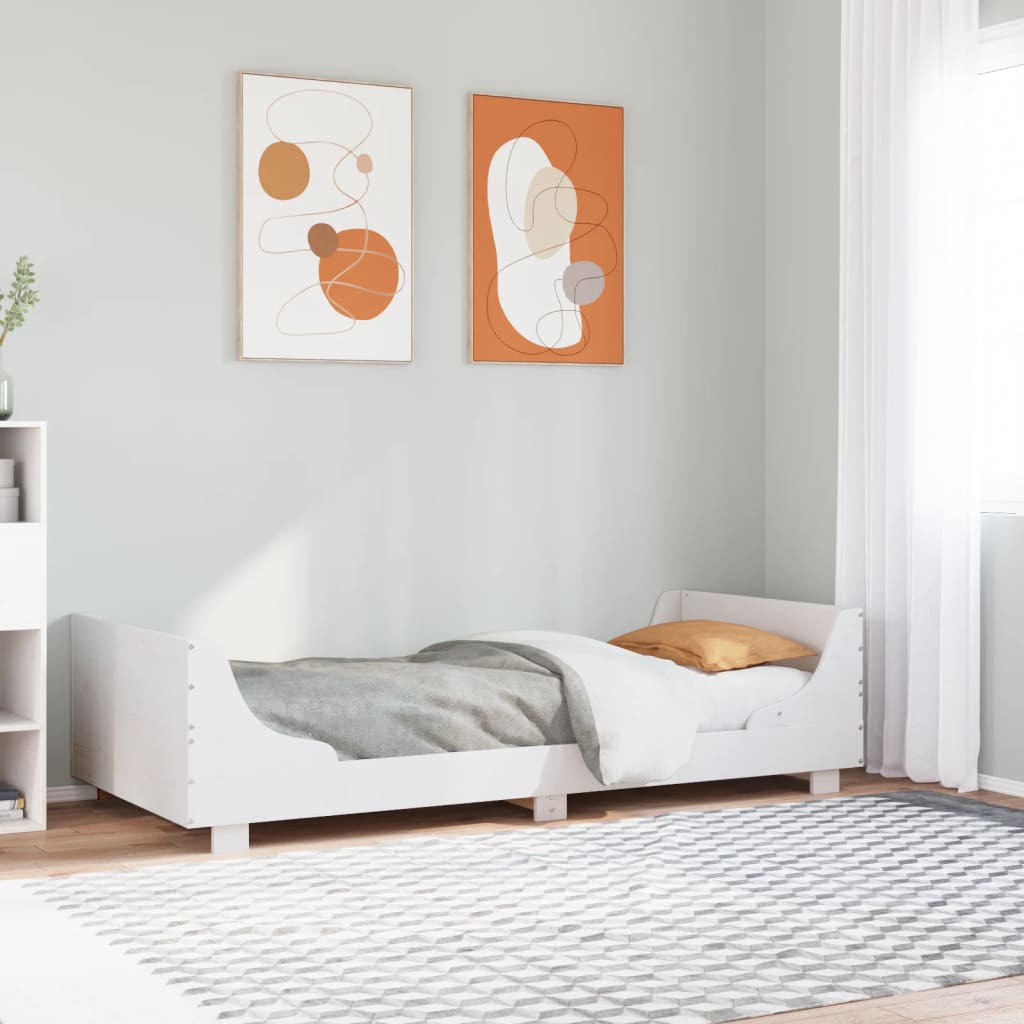 Letto senza Materasso Bianco 75x190 in Legno Massello di Pino | homemem39