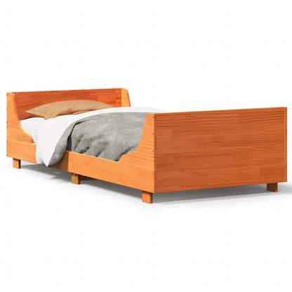 Letto senza Materasso Marrone Cera 75x190 cm in Legno di Pino | homemem39