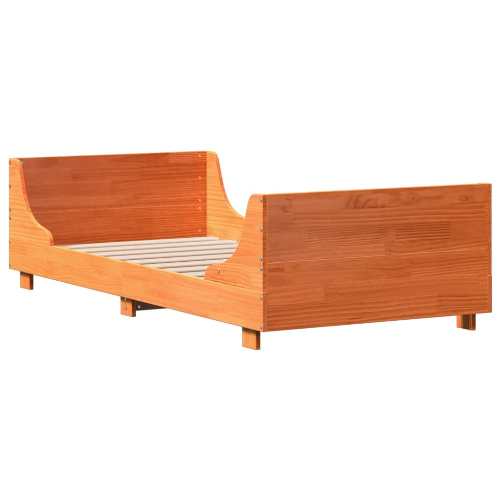 Letto senza Materasso Marrone Cera 75x190 cm in Legno di Pino | homemem39