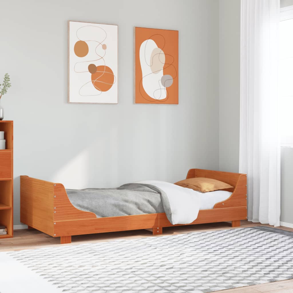 Letto senza Materasso Marrone Cera 75x190 cm in Legno di Pino | homemem39