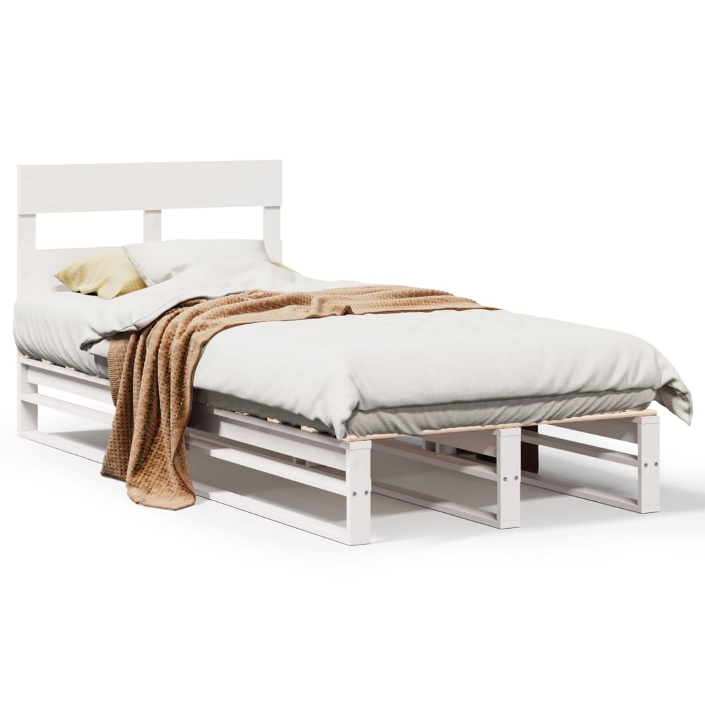 Letto senza Materasso Bianco 90x200 cm Legno Massello di Pino | homemem39