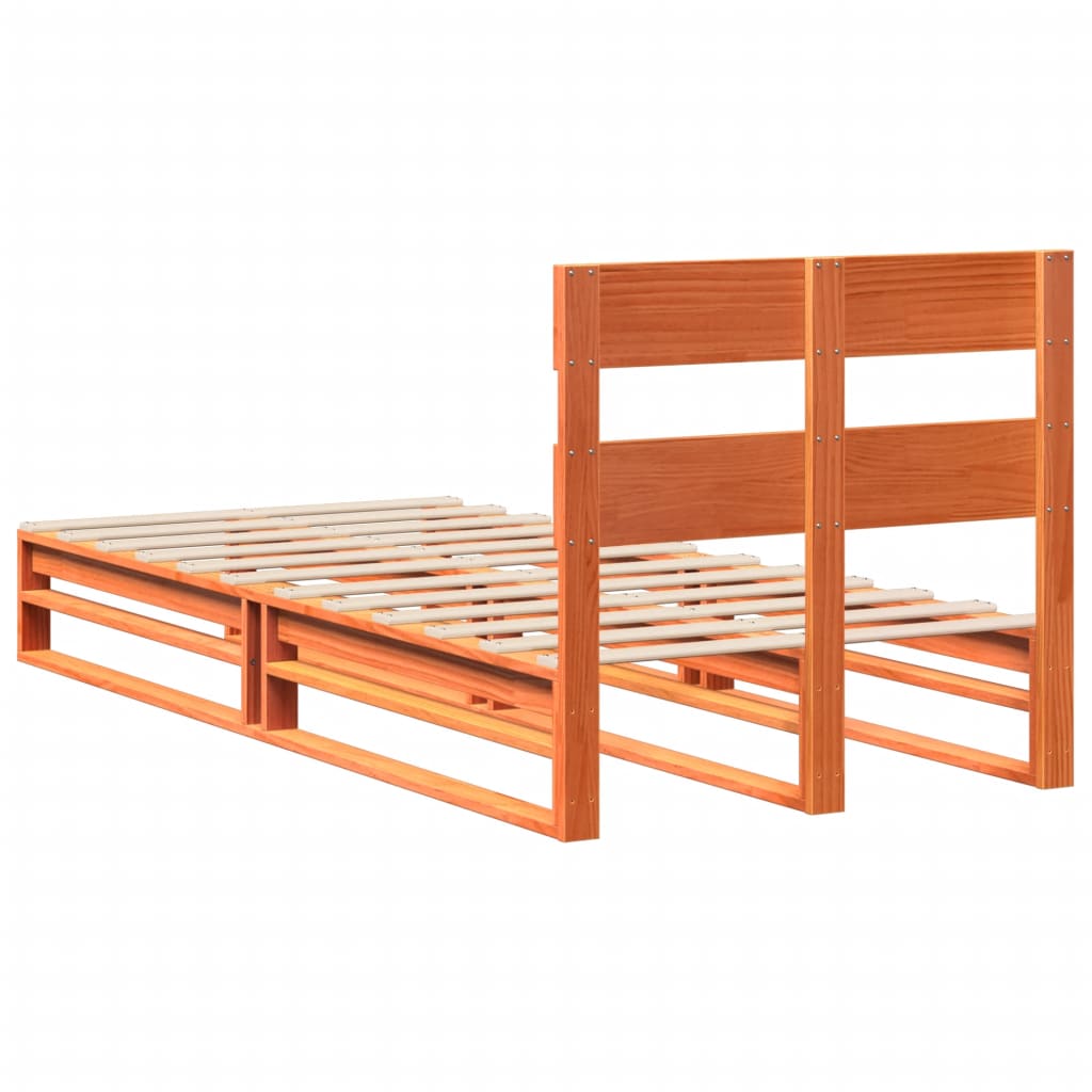 Letto senza Materasso Marrone Cera 100x200 cm in Legno di Pino | homemem39