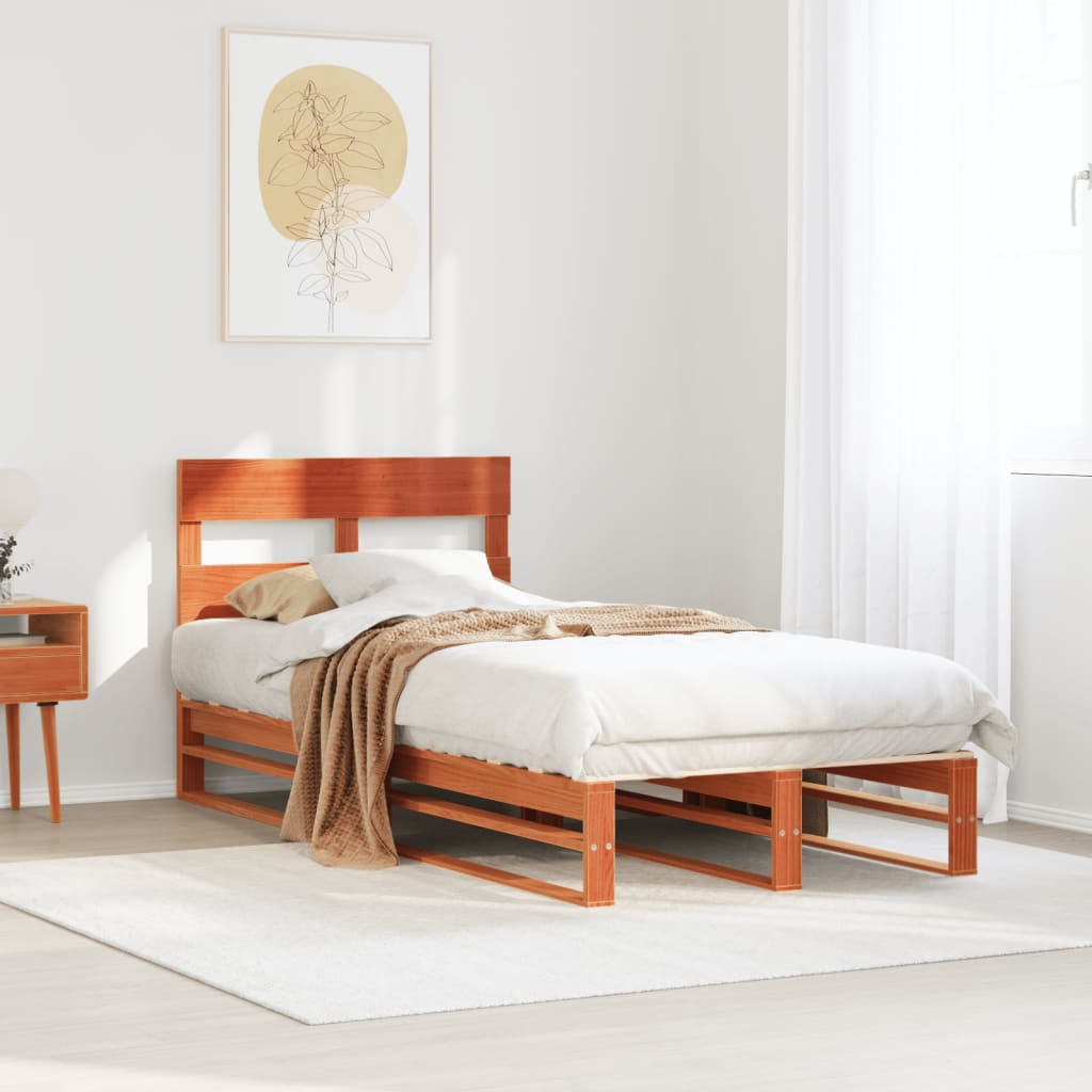 Letto senza Materasso Marrone Cera 100x200 cm in Legno di Pino | homemem39