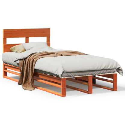 Letto senza Materasso Marrone Cera 75x190 cm in Legno di Pino | homemem39