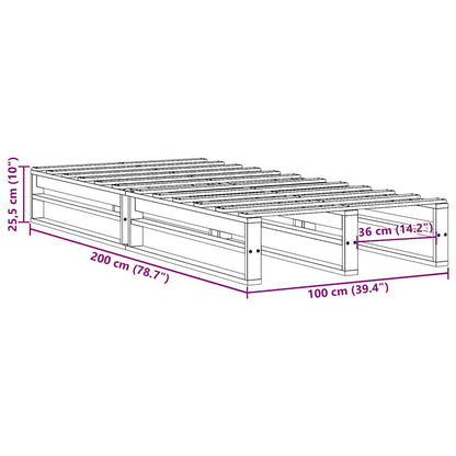 Letto senza Materasso Marrone Cera 100x200 cm in Legno di Pino | homemem39