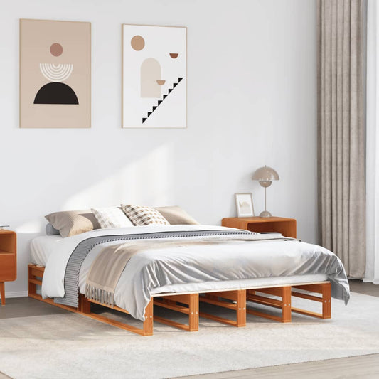 Letto senza Materasso Marrone Cera 120x200 cm in Legno di Pino | homemem39