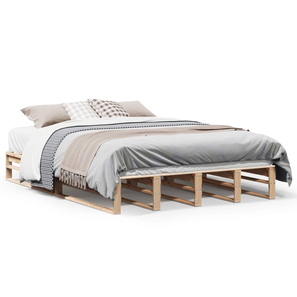 Letto senza Materasso 150x200 cm in Legno Massello di Pino - homemem39